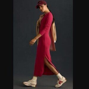 Anthropologie Bordeaux Ribbed Moody Pink Maxi Dress XS